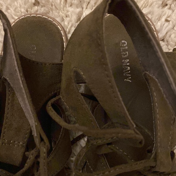 Suede Gladiator Sandals Army Green - Picture 3 of 4